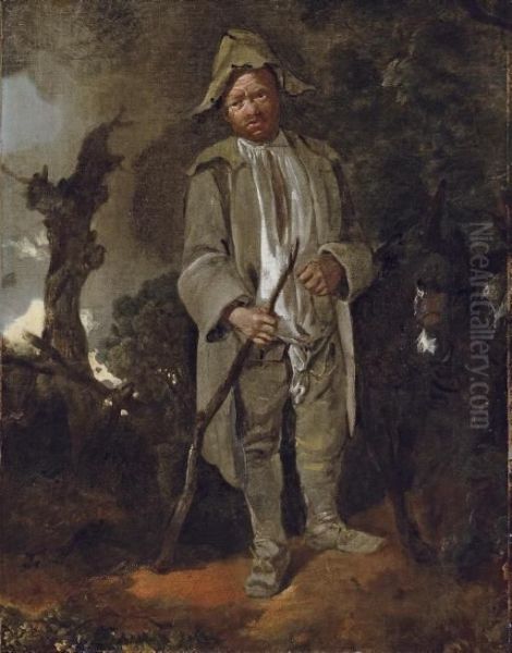 An Old Peasant With A Donkey In A Wooded Landscape Oil Painting by Thomas Gainsborough