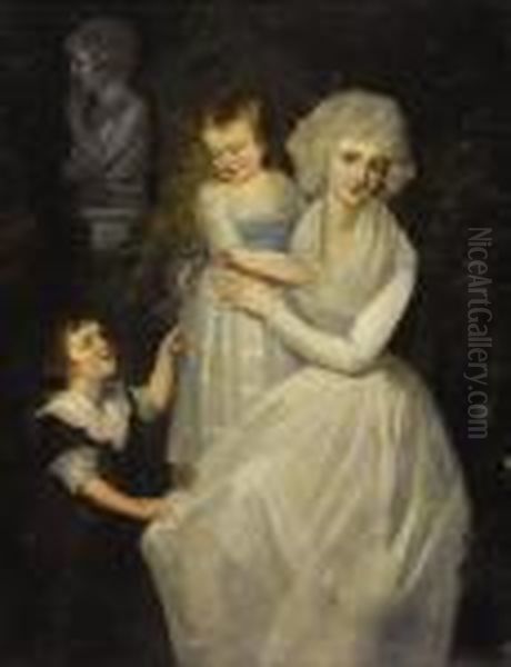 Portrait Of Lady With Her Children Oil Painting by Thomas Gainsborough