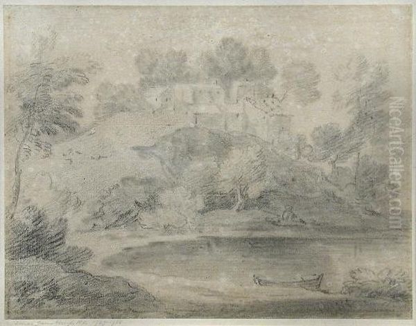 A Fisherman On A Lake Oil Painting by Thomas Gainsborough