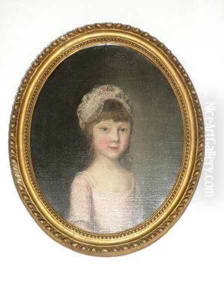 Portrait Of A Young Girl, 
Standing Half-length Turned To The Right In A Pink Dress And Bonnet Oil Painting by Thomas Gainsborough