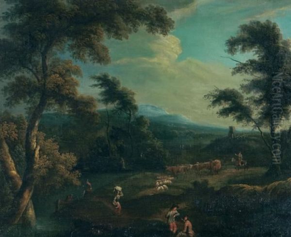 Landscape And Figures. Oil Painting by Thomas Gainsborough