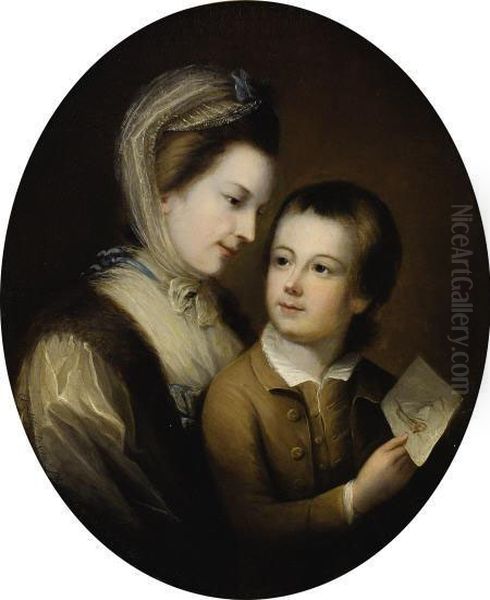 Portrait O Elizabeth Honywood And Her Son Philip Oil Painting by Thomas Gainsborough