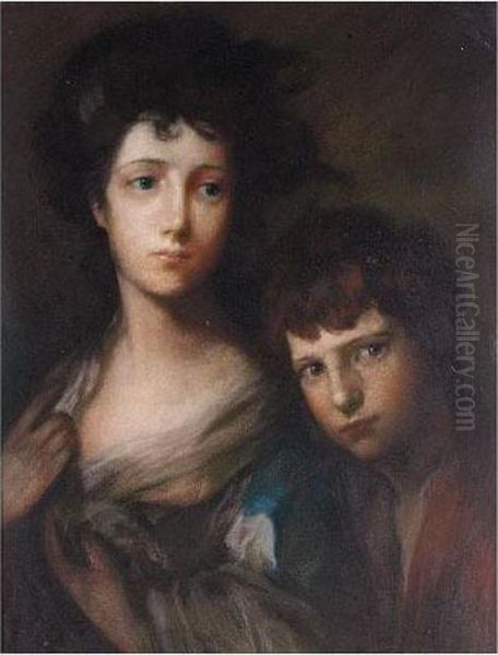 Portrait Of A Linley Sister With Her Son Oil Painting by Thomas Gainsborough