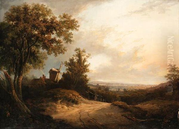 An Extensive Wooded Landscape With A Lumber Cart On A Path Oil Painting by Thomas Gainsborough