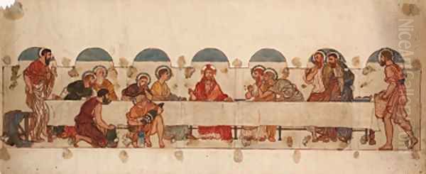 Study for 'The Last Supper' in St Alban's Church, Rochdale Oil Painting by Albert Joseph Moore