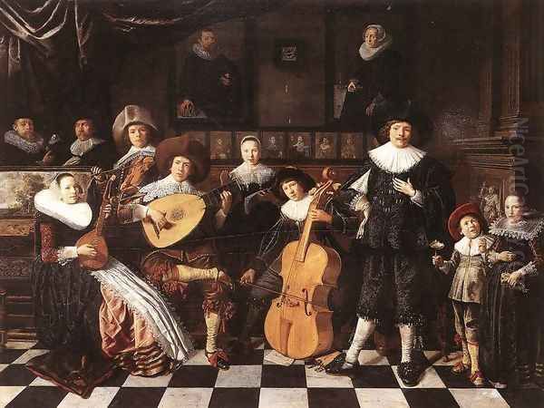 Family Making Music 1630s Oil Painting by Jan Miense Molenaer