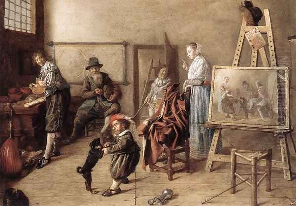 Painter in His Studio, Painting a Musical Company 1631 Oil Painting by Jan Miense Molenaer