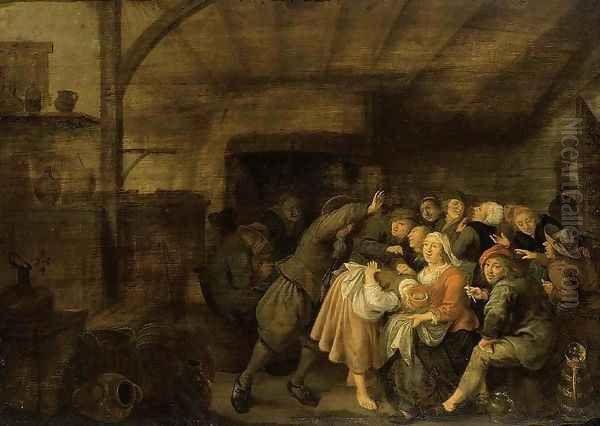 Peasants in an Inn Playing 'La Main Chaude (2) Oil Painting by Jan Miense Molenaer