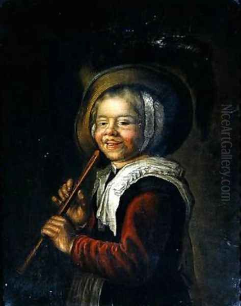 Girl with a recorder Oil Painting by Jan Miense Molenaer