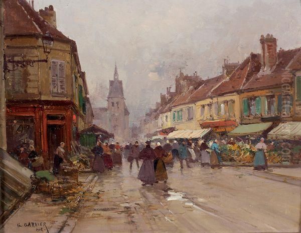 Scene De Marche En Normandie Oil Painting by Eugene Galien-Laloue