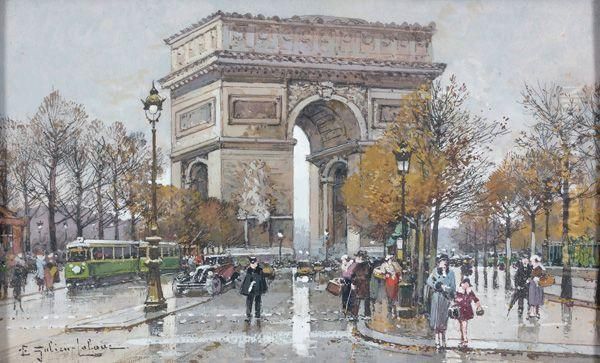 Animation Pres De L'arc De Triomphe Oil Painting by Eugene Galien-Laloue