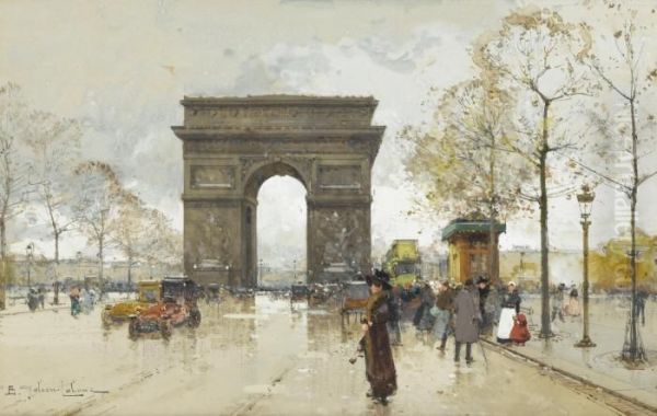 L'arc De Triomphe Oil Painting by Eugene Galien-Laloue