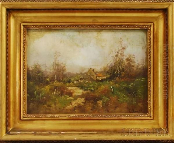 Autumn Landscape With Figure Oil Painting by Eugene Galien-Laloue