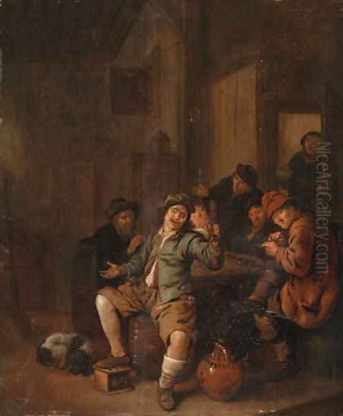 Peasants carousing in an inn Oil Painting by Jan Miense Molenaer