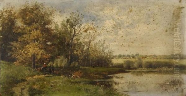 Bords De Riviere Oil Painting by Eugene Galien-Laloue