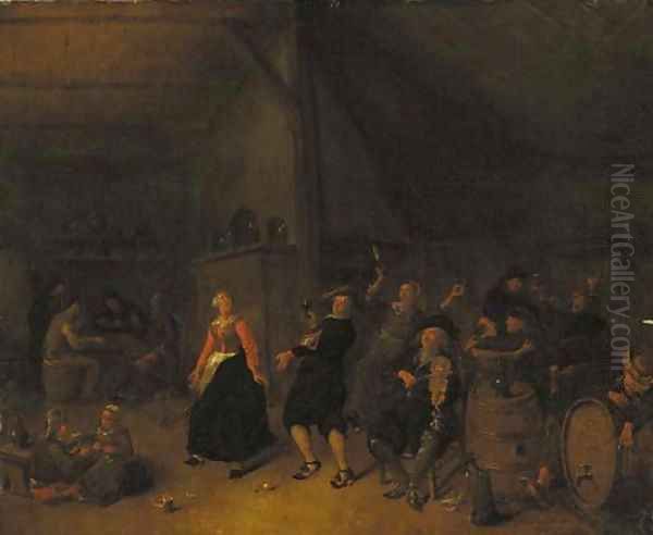 Peasants dancing in an inn Oil Painting by Jan Miense Molenaer