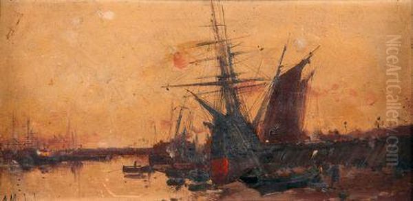 Harbour Scene Oil Painting by Eugene Galien-Laloue