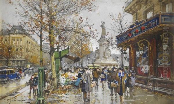 Place De La Republique Oil Painting by Eugene Galien-Laloue