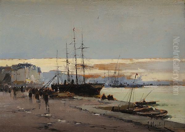 Les Quais Du Port Du Havre Oil Painting by Eugene Galien-Laloue