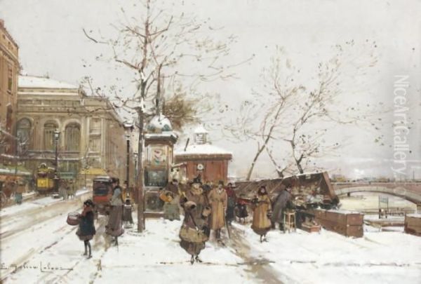 Theatre Du Chatelet Oil Painting by Eugene Galien-Laloue