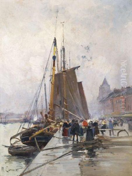 Les Quais Du Treport Oil Painting by Eugene Galien-Laloue