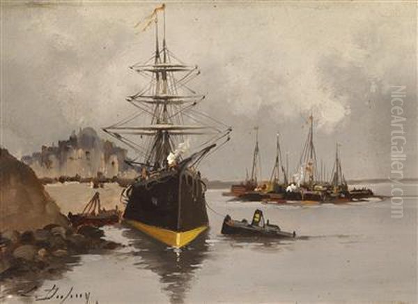 Marinescene Oil Painting by Eugene Galien-Laloue