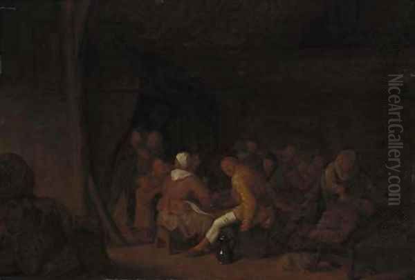 Boors carousing in an inn Oil Painting by Jan Miense Molenaer