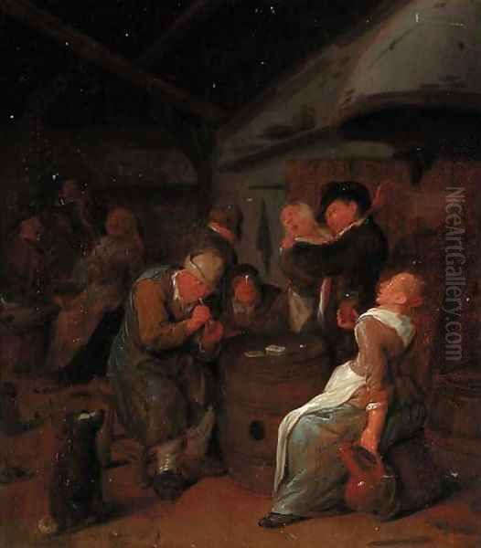 Peasants carousing in a tavern Oil Painting by Jan Miense Molenaer