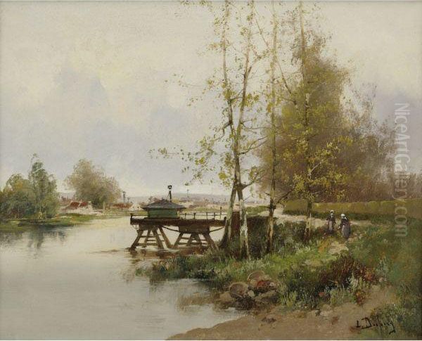 The Pond At The Edge Of The Village Oil Painting by Eugene Galien-Laloue