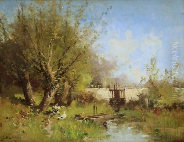 L'ecluse Oil Painting by Eugene Galien-Laloue