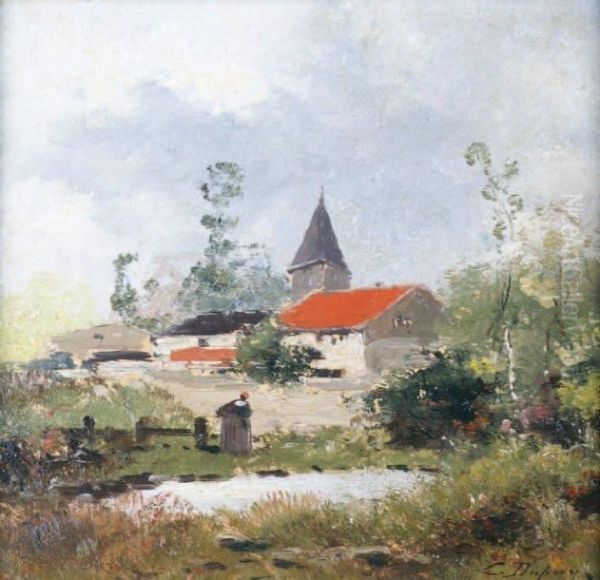 Paysanne A L'entree Du Village Oil Painting by Eugene Galien-Laloue