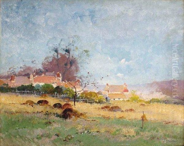 Meules De Foin En Ile-de-france Oil Painting by Eugene Galien-Laloue