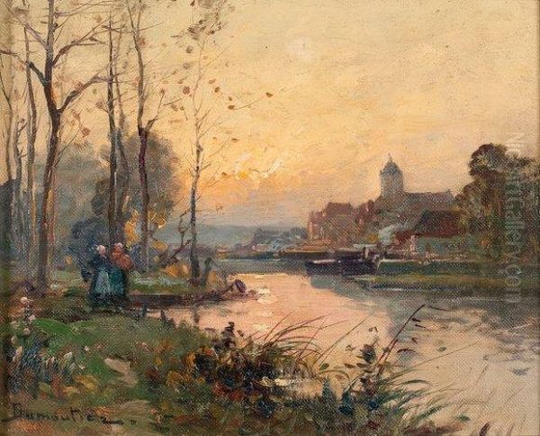 Paysage Anime A La Riviere Oil Painting by Eugene Galien-Laloue