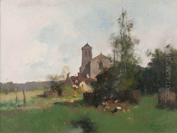 Eglise Oil Painting by Eugene Galien-Laloue