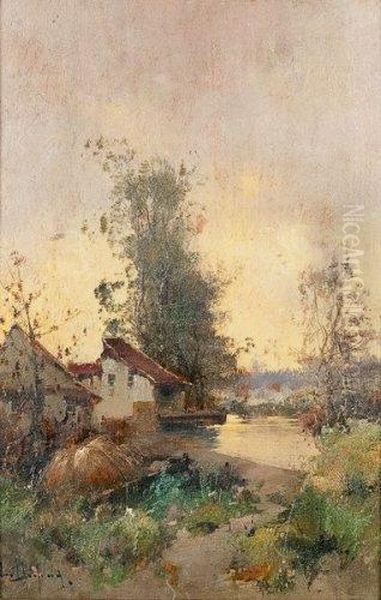 Ferme Au Bord De L'etang Oil Painting by Eugene Galien-Laloue