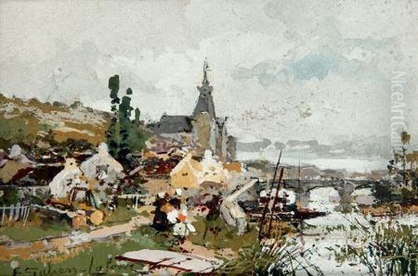 Petit Pont En Bretagne Oil Painting by Eugene Galien-Laloue