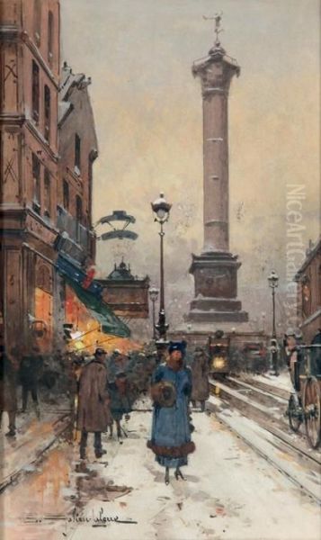 Place De La Bastille Oil Painting by Eugene Galien-Laloue