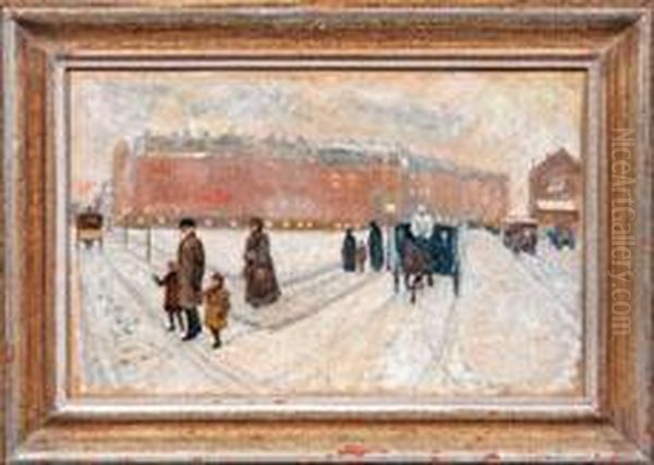 Wintertag Inparis Oil Painting by Eugene Galien-Laloue