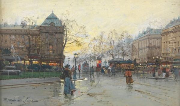 Place Pigalle Oil Painting by Eugene Galien-Laloue