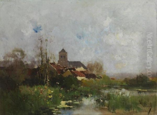 Vue Desenvirons Moret-sur-loing Oil Painting by Eugene Galien-Laloue