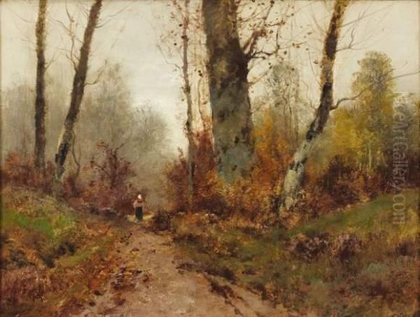 Promenade En Sous-bois, L'automne Oil Painting by Eugene Galien-Laloue