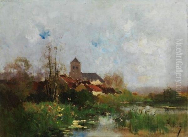 Vue Des Environs De Moret-sur-loing Oil Painting by Eugene Galien-Laloue