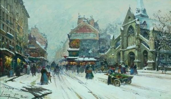 La Place Saint Medard Oil Painting by Eugene Galien-Laloue