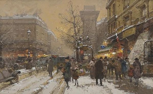 Boulevard In Paris Oil Painting by Eugene Galien-Laloue