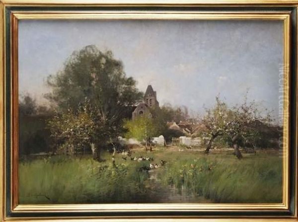 Verger Au Printemps Oil Painting by Eugene Galien-Laloue