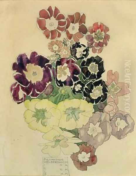 Polyanthus Walberswick 1915 Oil Painting by Charles Rennie Mackintosh