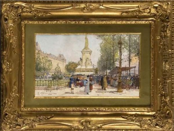 Place De La Republique by Eugene Galien-Laloue