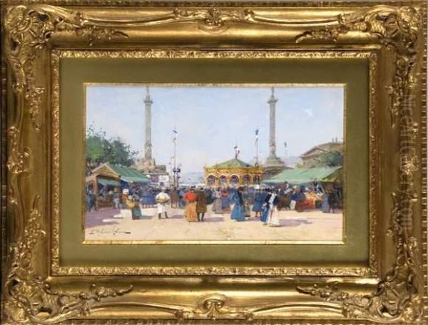 Cours De Vincennes Oil Painting by Eugene Galien-Laloue