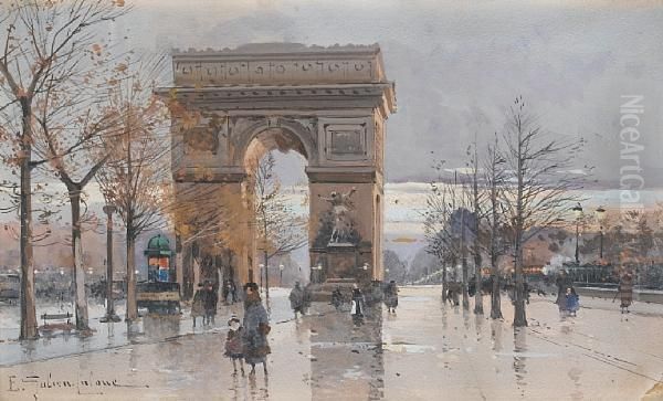 L'arc De Triomphe by Eugene Galien-Laloue