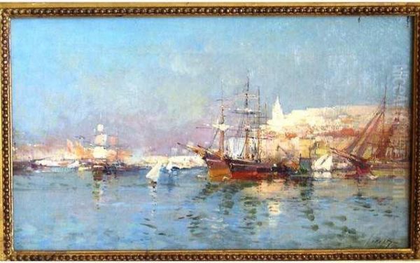 Port De Marseille Oil Painting by Eugene Galien-Laloue